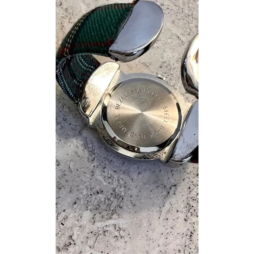 Vintage Sahil‎ & Co Christmas Tree Quartz bracelet Watch Stainless Steel Holiday